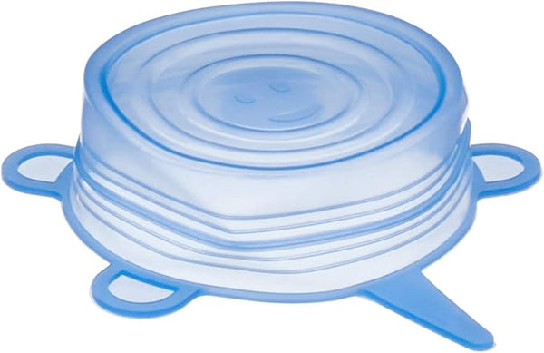 طقم اغطية سيليكون دائرية مطاطية بمقاسات مختلفة، 6 قطع - ازرق