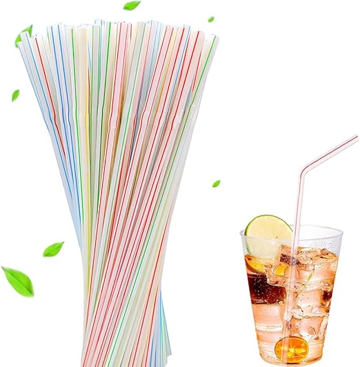 مجموعة شفاطات مرنة قابلة للانحناء للاستعمال مرة واحدة مصنوعة من البلاستيك 100 قطعه