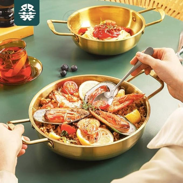طاسة استانلس دهبي 2يد مقاس 22 سم