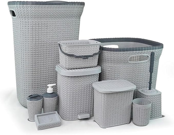 طقم سبت غسيل من الوطنية، 10 قطع، رصاصي